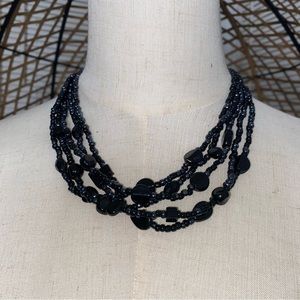 Five Strand Black Bead Women’s Necklace